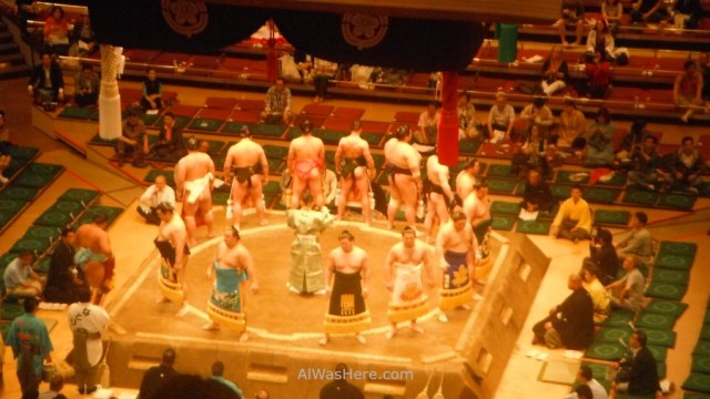 Luchadores presentándose al público